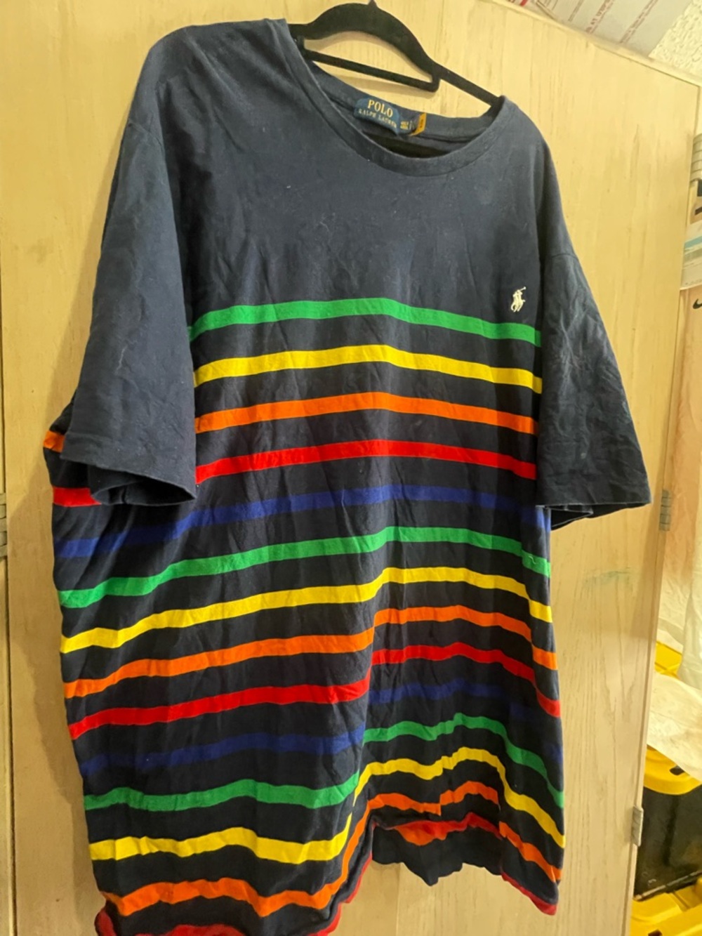 Polo by Ralph Lauren Navy Tee with Multicolor Stripes - Picture 5 of 8